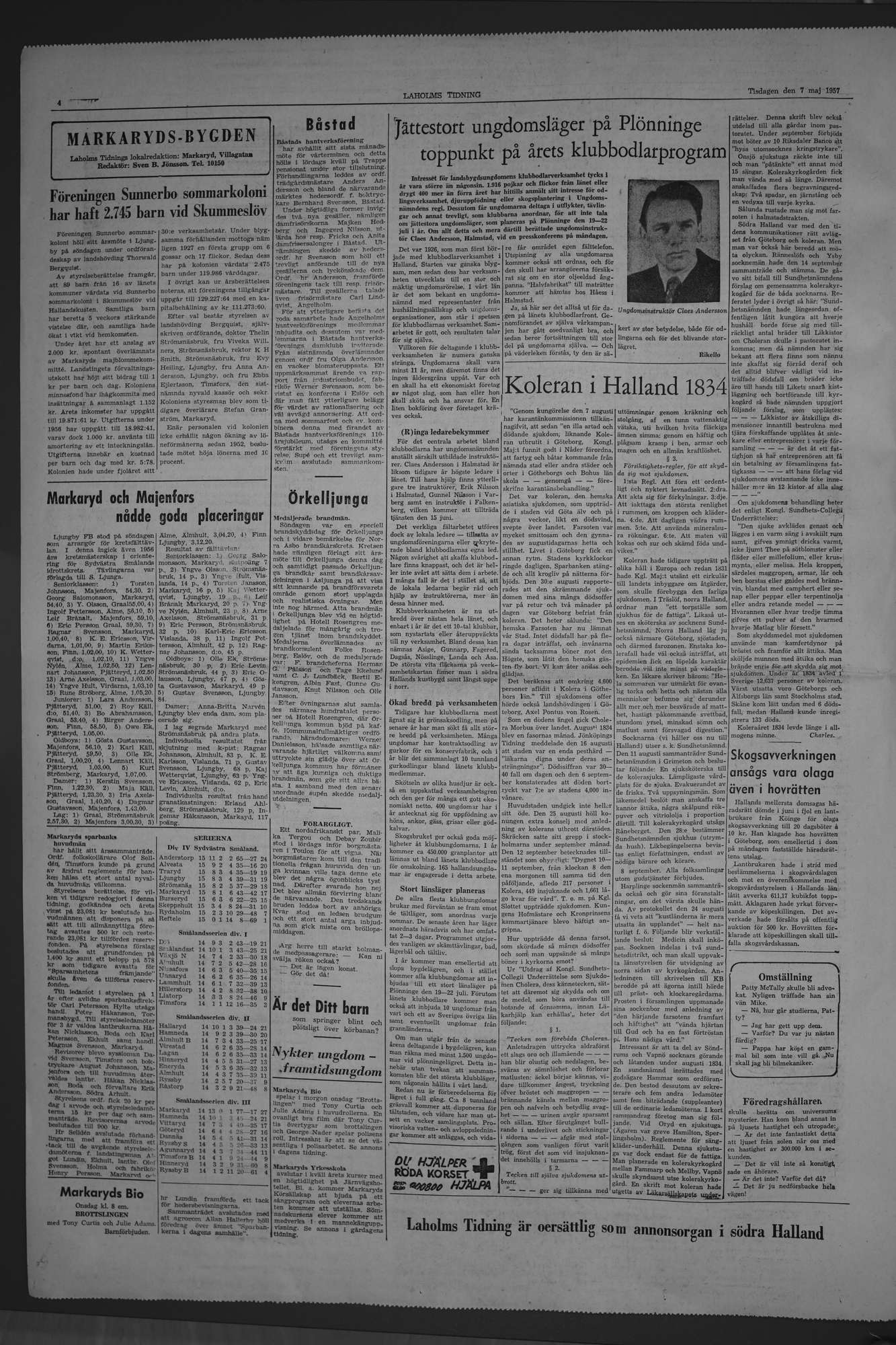 Laholms Tidning Tisdag 7 maj 1957, sida 4