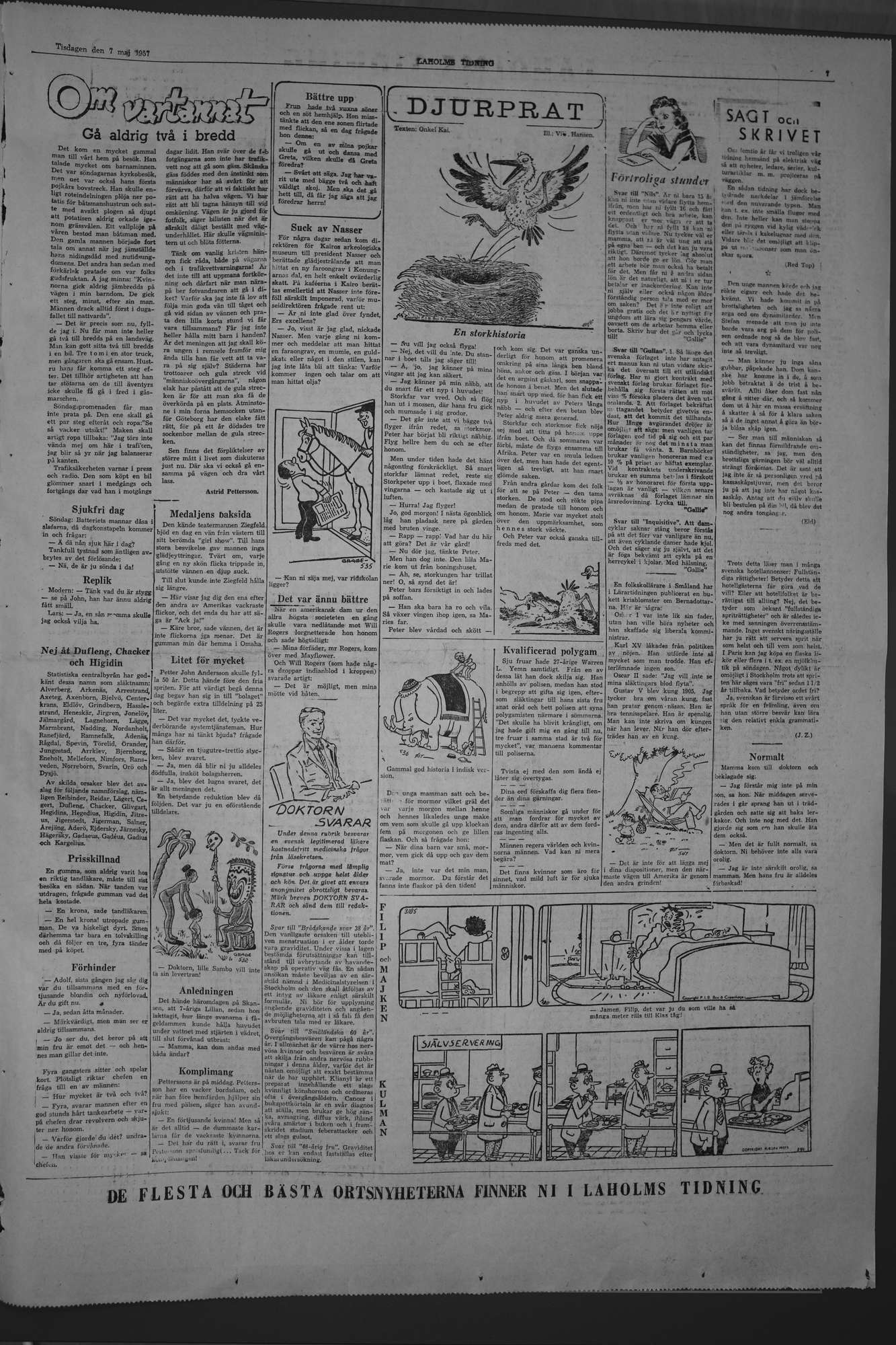 Laholms Tidning Tisdag 7 maj 1957, sida 7