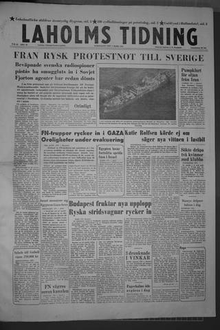 Förstasidan, Torsdag 7 mars 1957