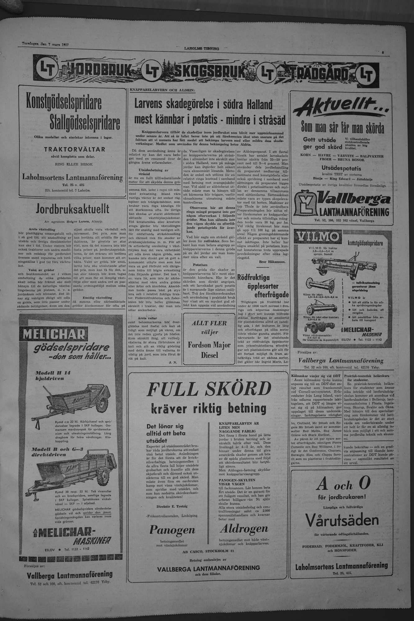 Laholms Tidning Torsdag 7 mars 1957, sida 5