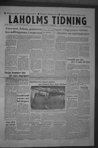 Förstasidan, Torsdag 7 november 1957