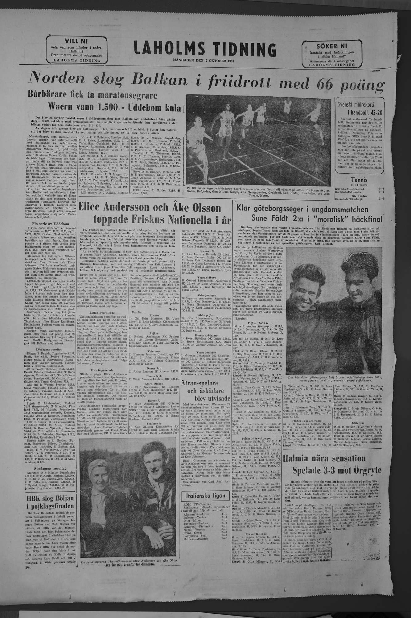Laholms Tidning Måndag 7 oktober 1957, sida 8