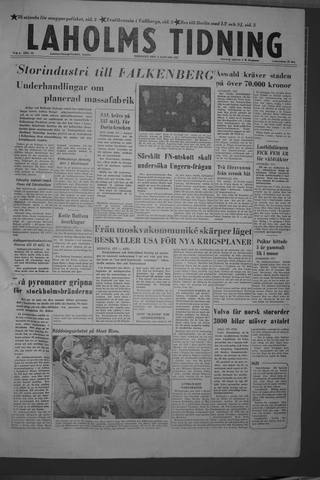 Förstasidan, Tisdag 8 januari 1957