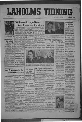 Förstasidan, Måndag 21 mars 1949