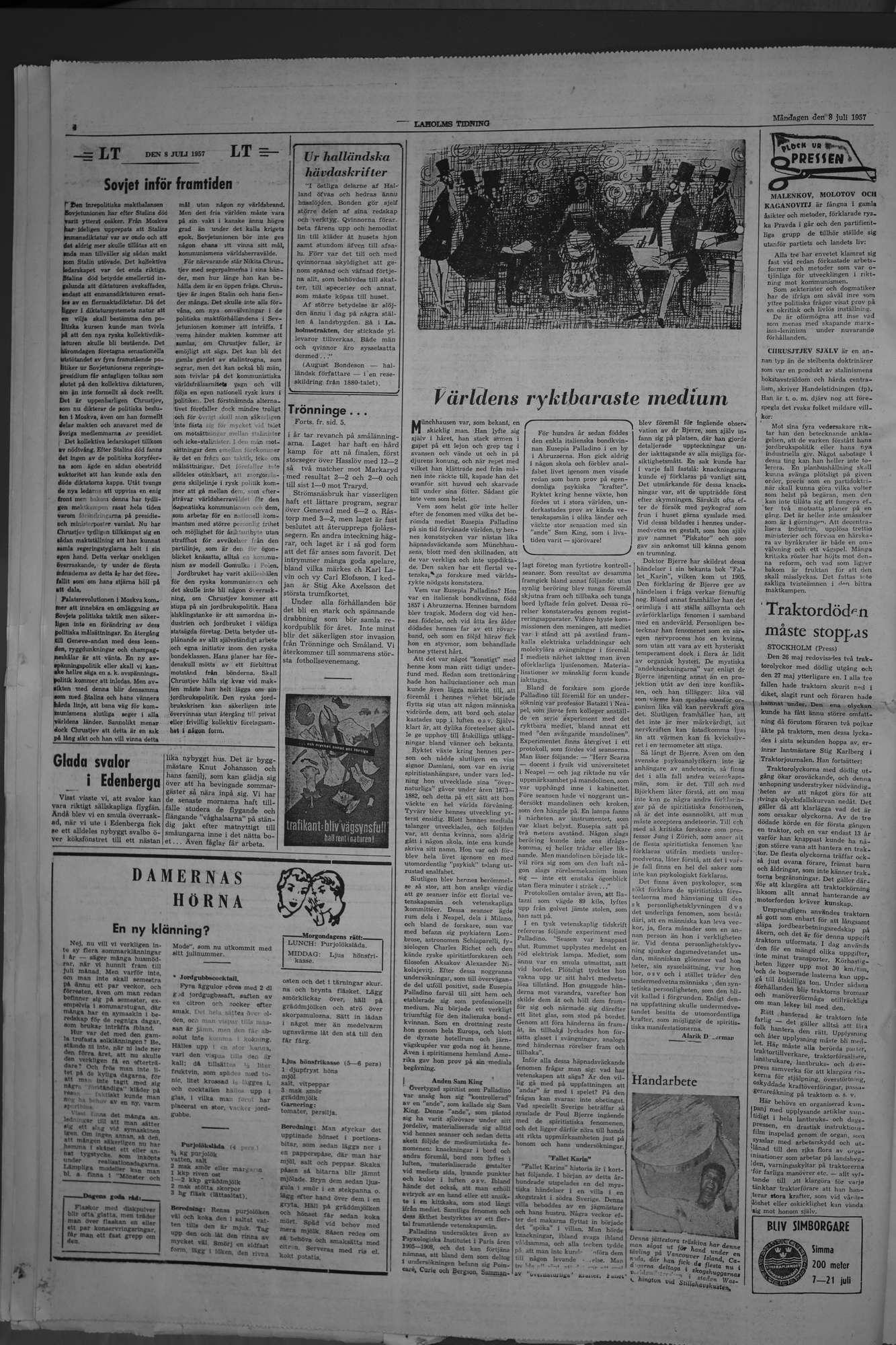 Laholms Tidning Måndag 8 juli 1957, sida 4