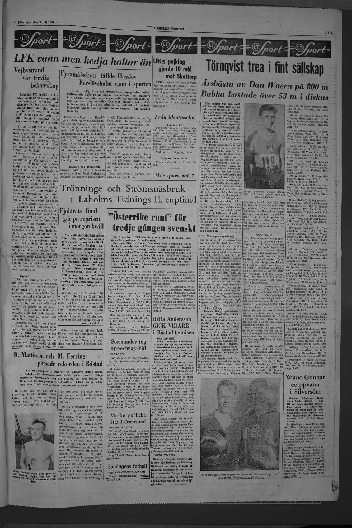 Laholms Tidning Måndag 8 juli 1957, sida 5