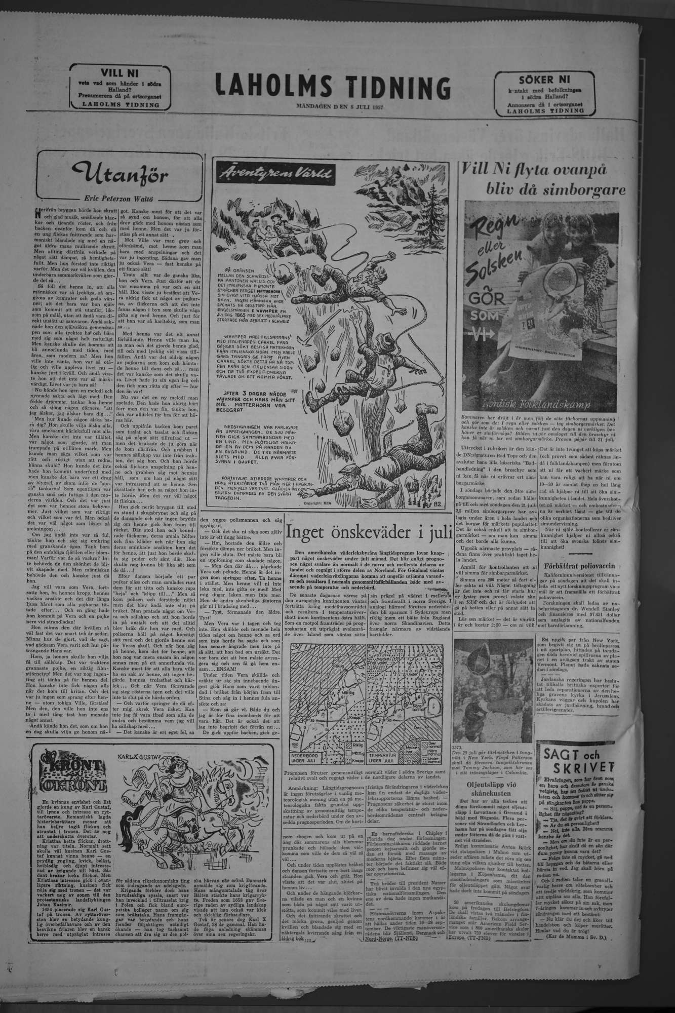 Laholms Tidning Måndag 8 juli 1957, sida 8