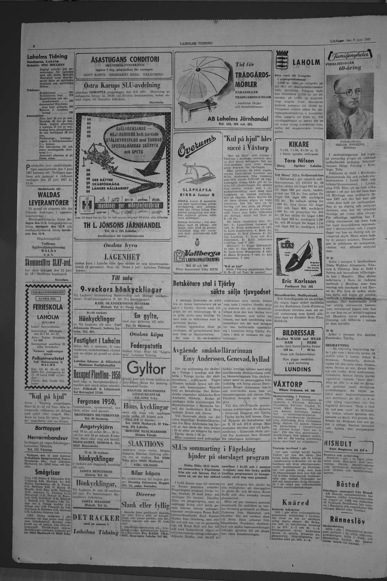Laholms Tidning Lördag 8 juni 1957, sida 2