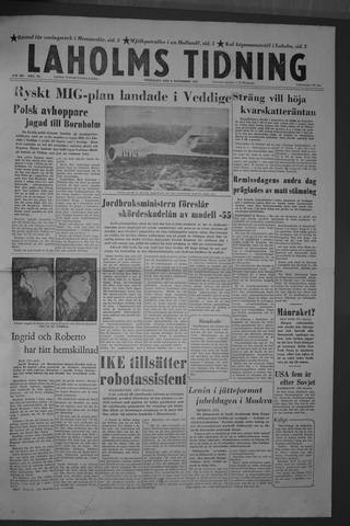 Förstasidan, Fredag 8 november 1957
