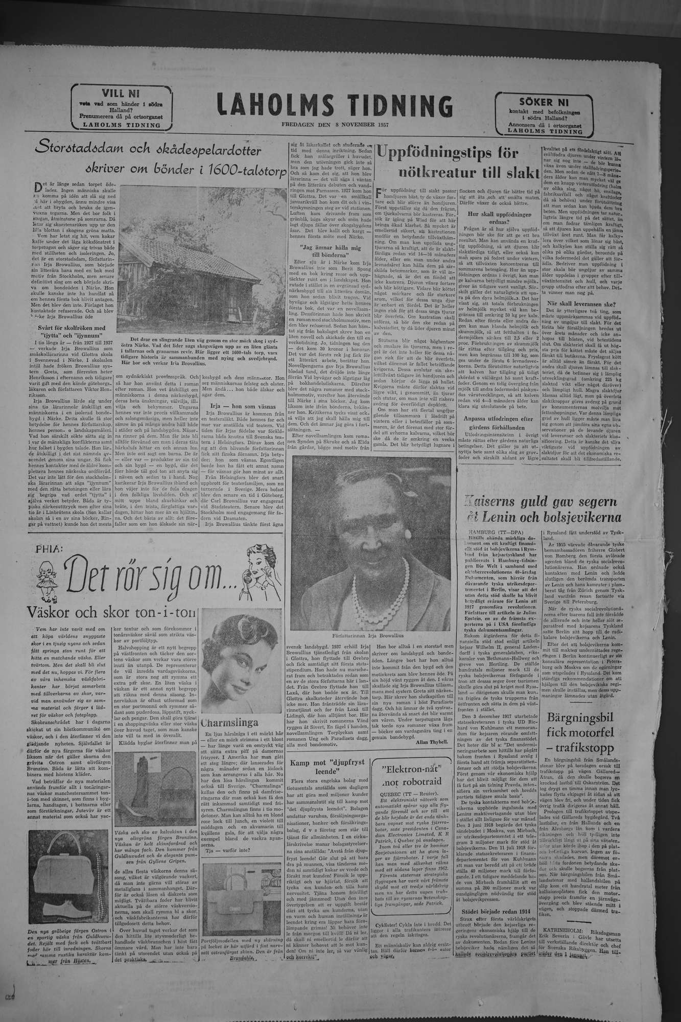 Laholms Tidning Fredag 8 november 1957, sida 8