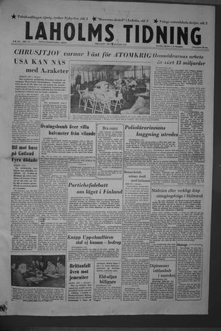 Förstasidan, Fredag 9 augusti 1957