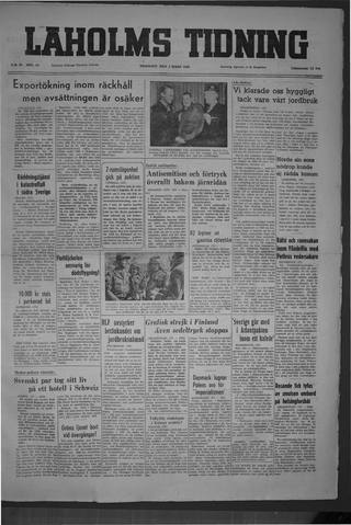 Förstasidan, Tisdag 1 mars 1949