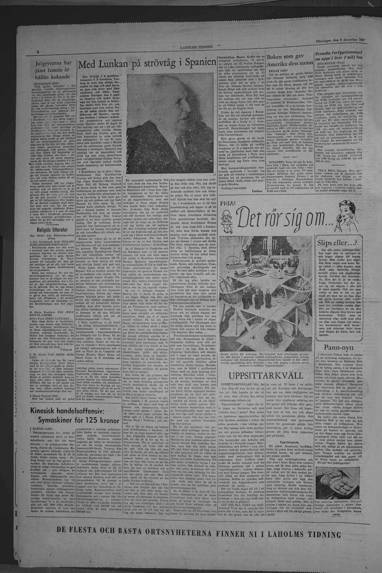 Laholms Tidning Måndag 9 december 1957, sida 4