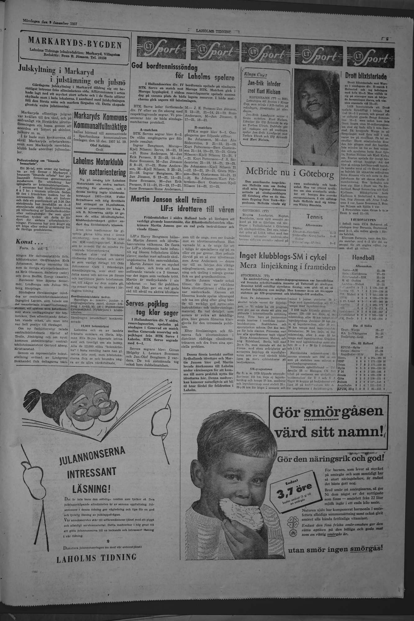 Laholms Tidning Måndag 9 december 1957, sida 5