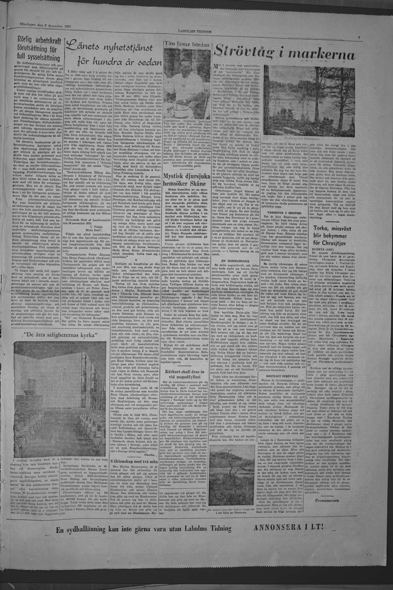 Laholms Tidning Måndag 9 december 1957, sida 7