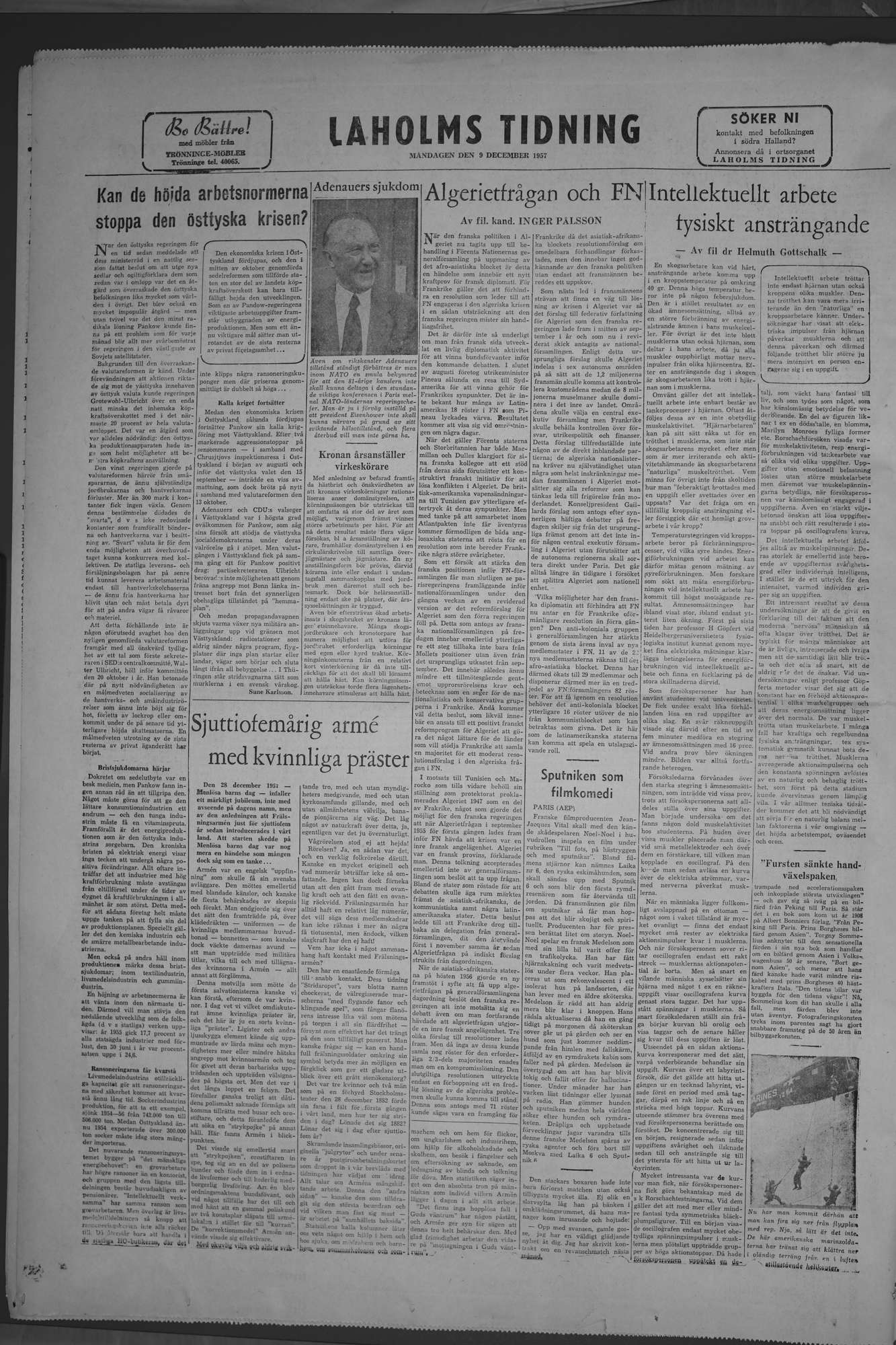 Laholms Tidning Måndag 9 december 1957, sida 8