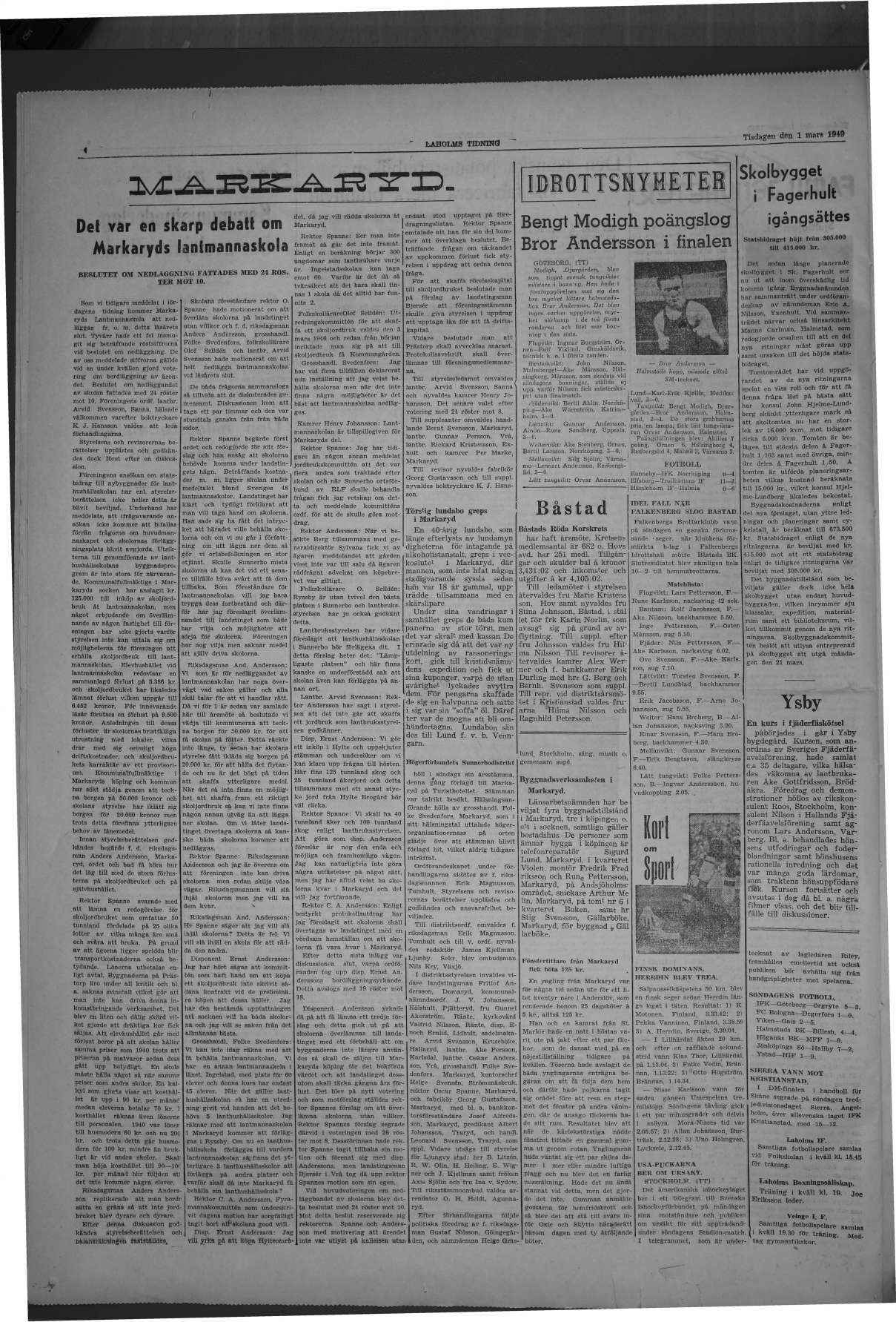 Laholms Tidning Tisdag 1 mars 1949, sida 4