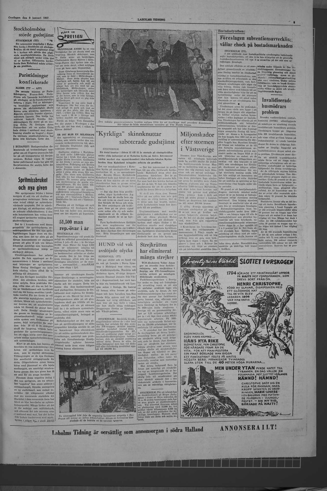 Laholms Tidning Onsdag 9 januari 1957, sida 5