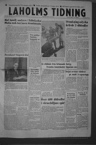 Förstasidan, Tisdag 9 juli 1957