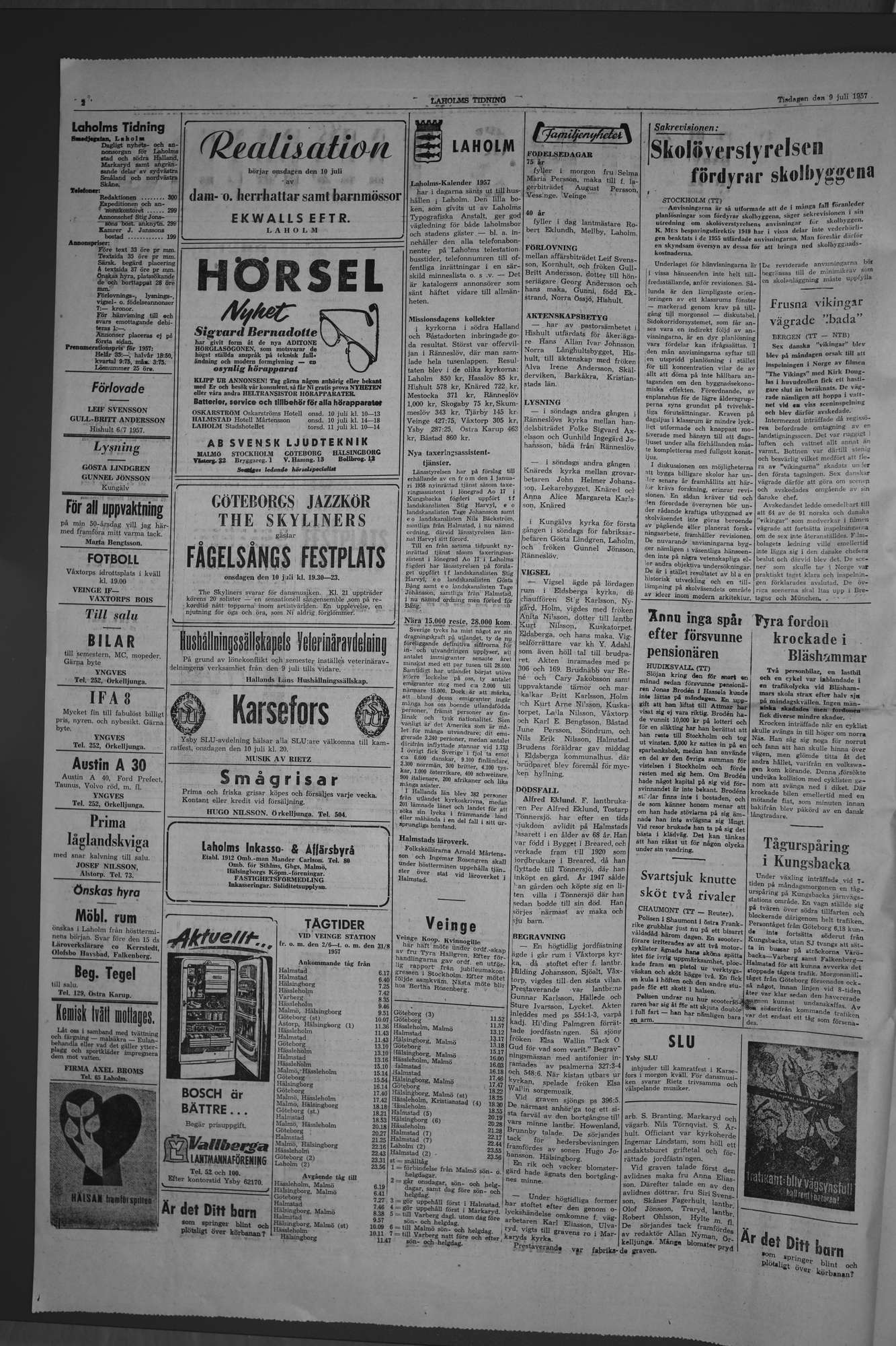 Laholms Tidning Tisdag 9 juli 1957, sida 2