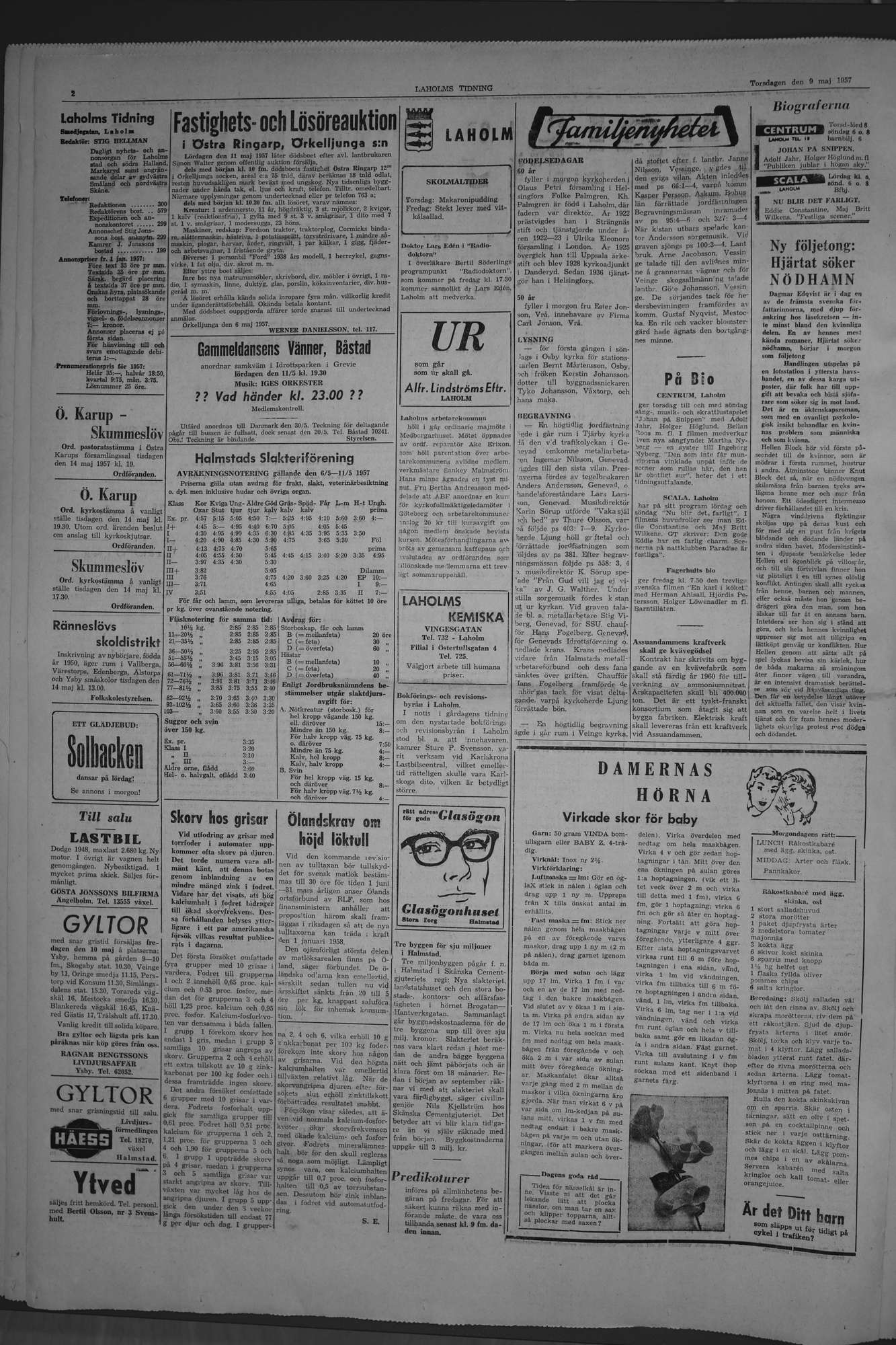 Laholms Tidning Torsdag 9 maj 1957, sida 2