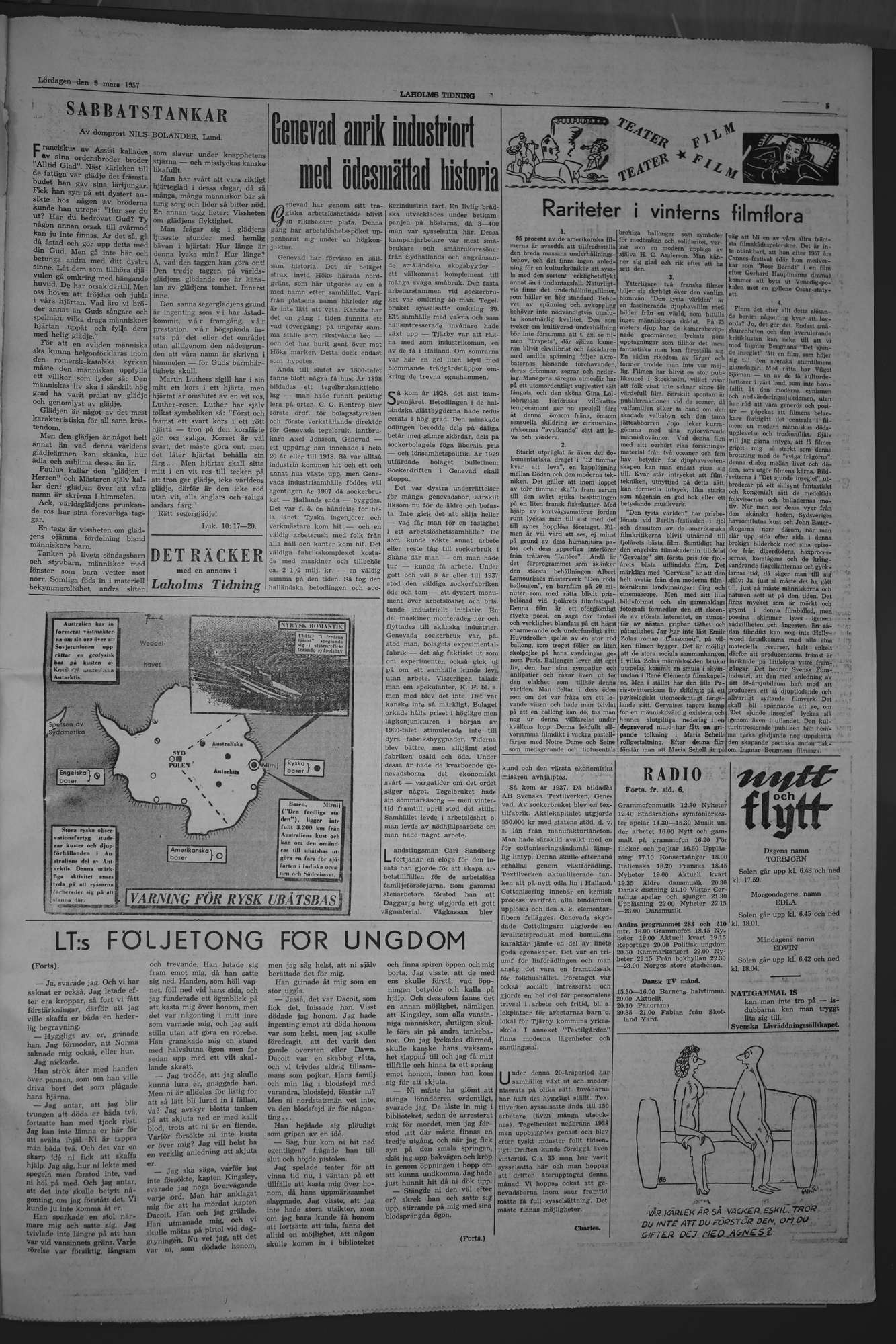 Laholms Tidning Lördag 9 mars 1957, sida 5
