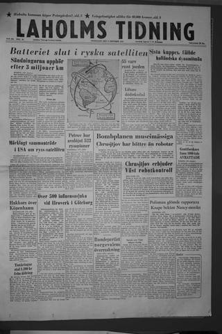 Förstasidan, Onsdag 9 oktober 1957
