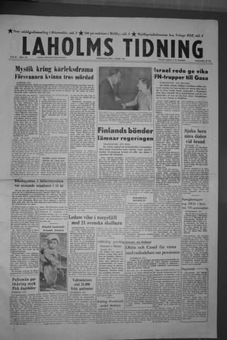 Förstasidan, Fredag 1 mars 1957