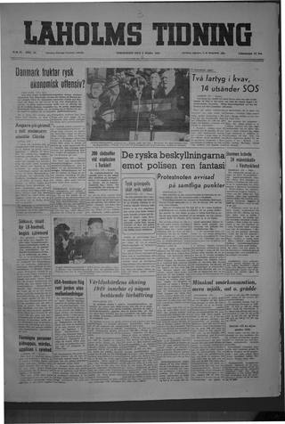 Förstasidan, Torsdag 3 mars 1949