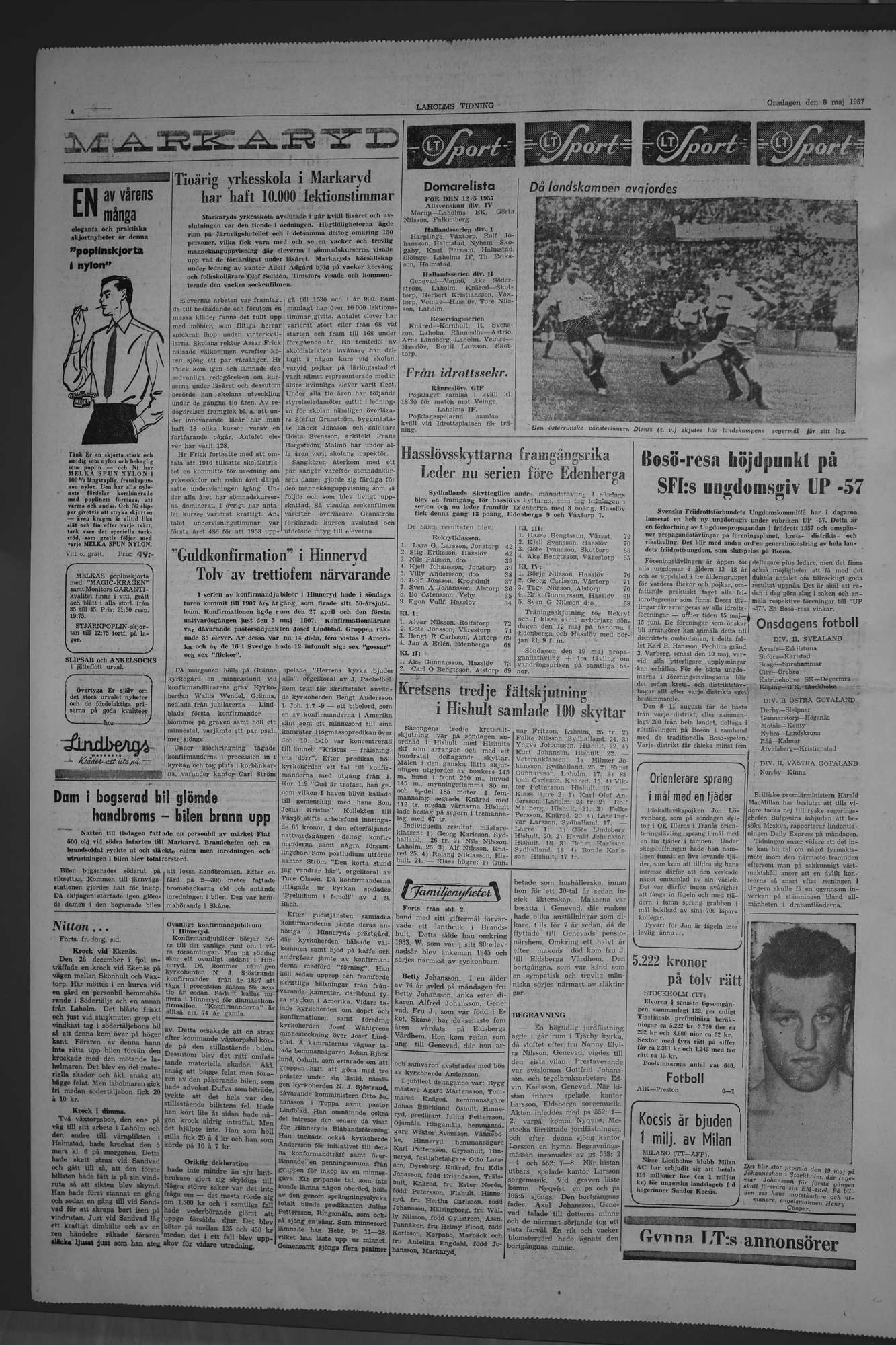 Laholms Tidning Onsdag 8 maj 1957, sida 4