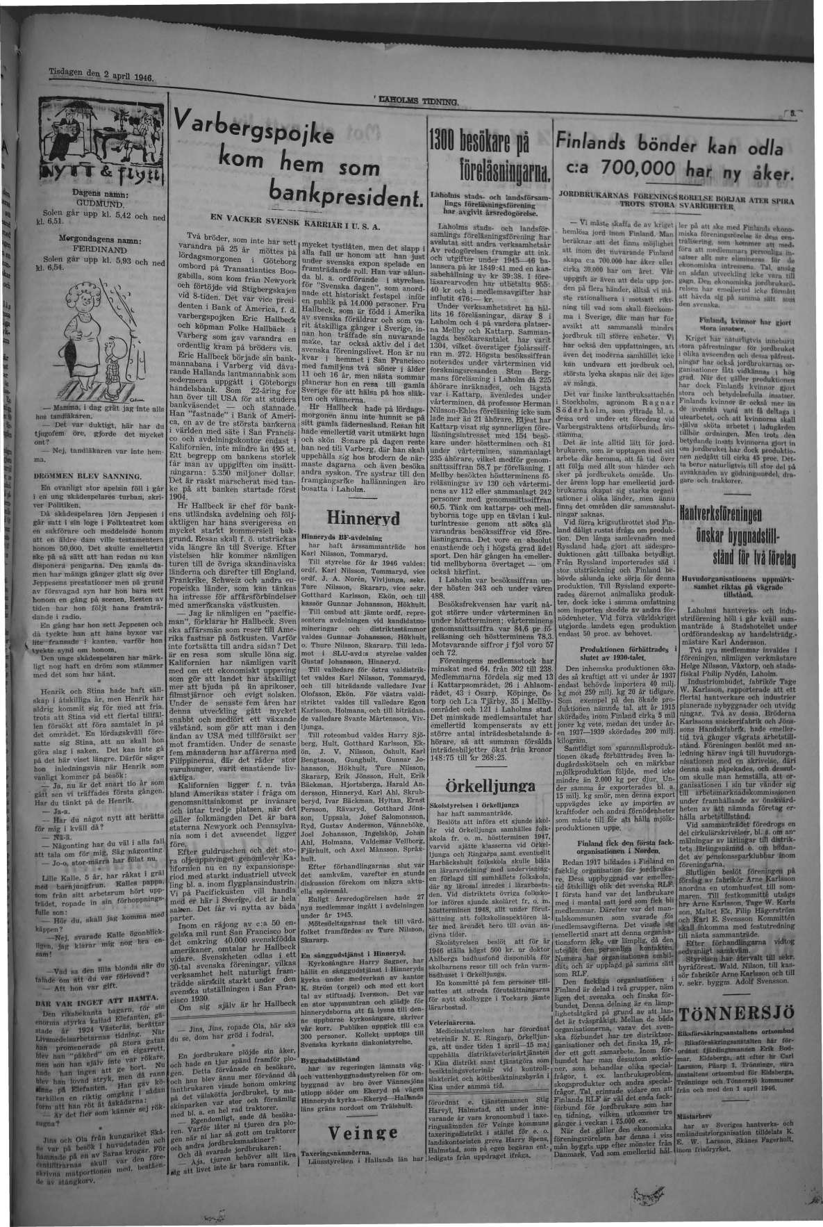 Laholms Tidning Tisdag 2 april 1946, sida 5