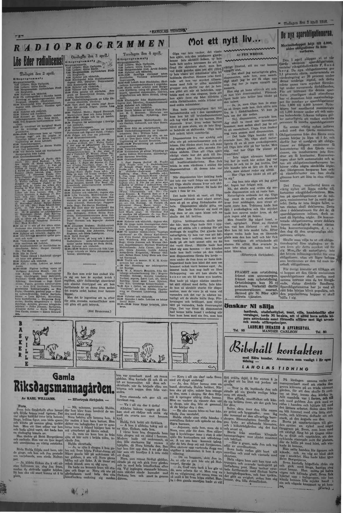 Laholms Tidning Tisdag 2 april 1946, sida 6