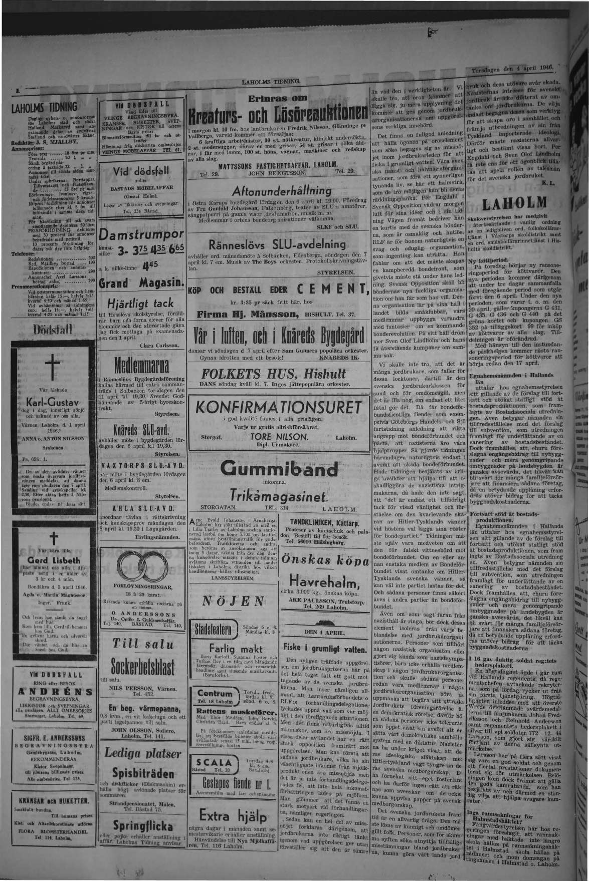 Laholms Tidning Torsdag 4 april 1946, sida 2