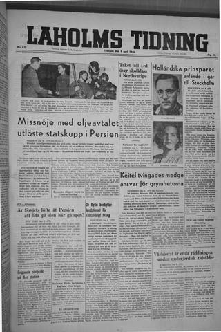 Förstasidan, Tisdag 9 april 1946