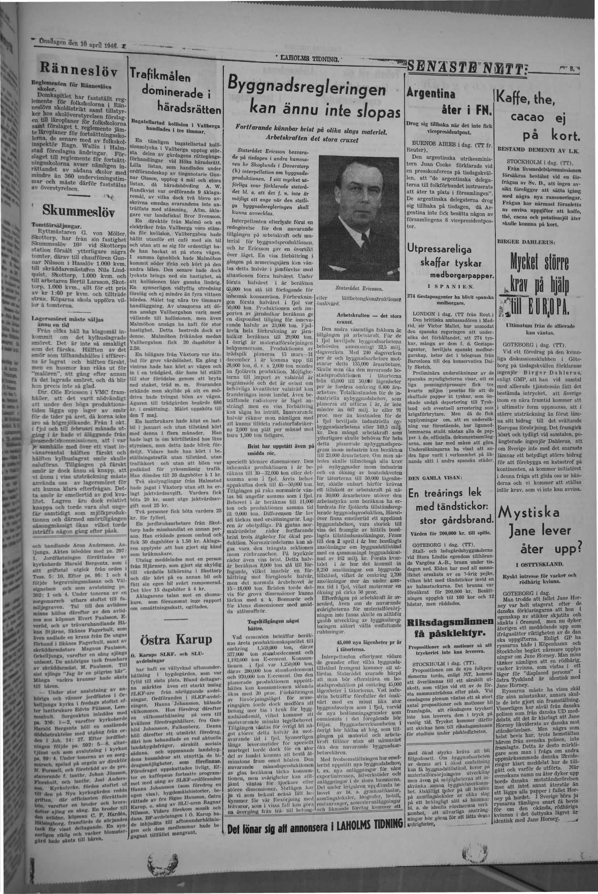 Laholms Tidning Onsdag 10 april 1946, sida 3