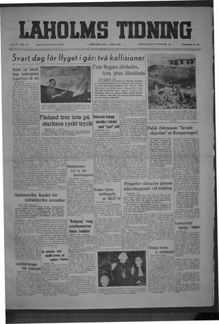 Förstasidan, Fredag 4 mars 1949