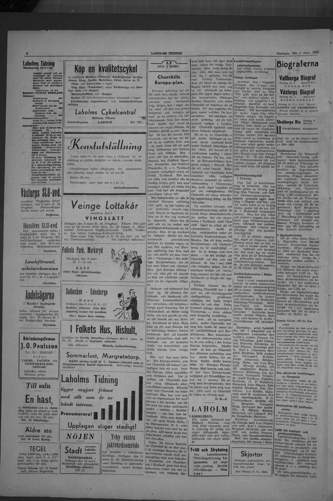 Laholms Tidning Fredag 4 mars 1949, sida 2
