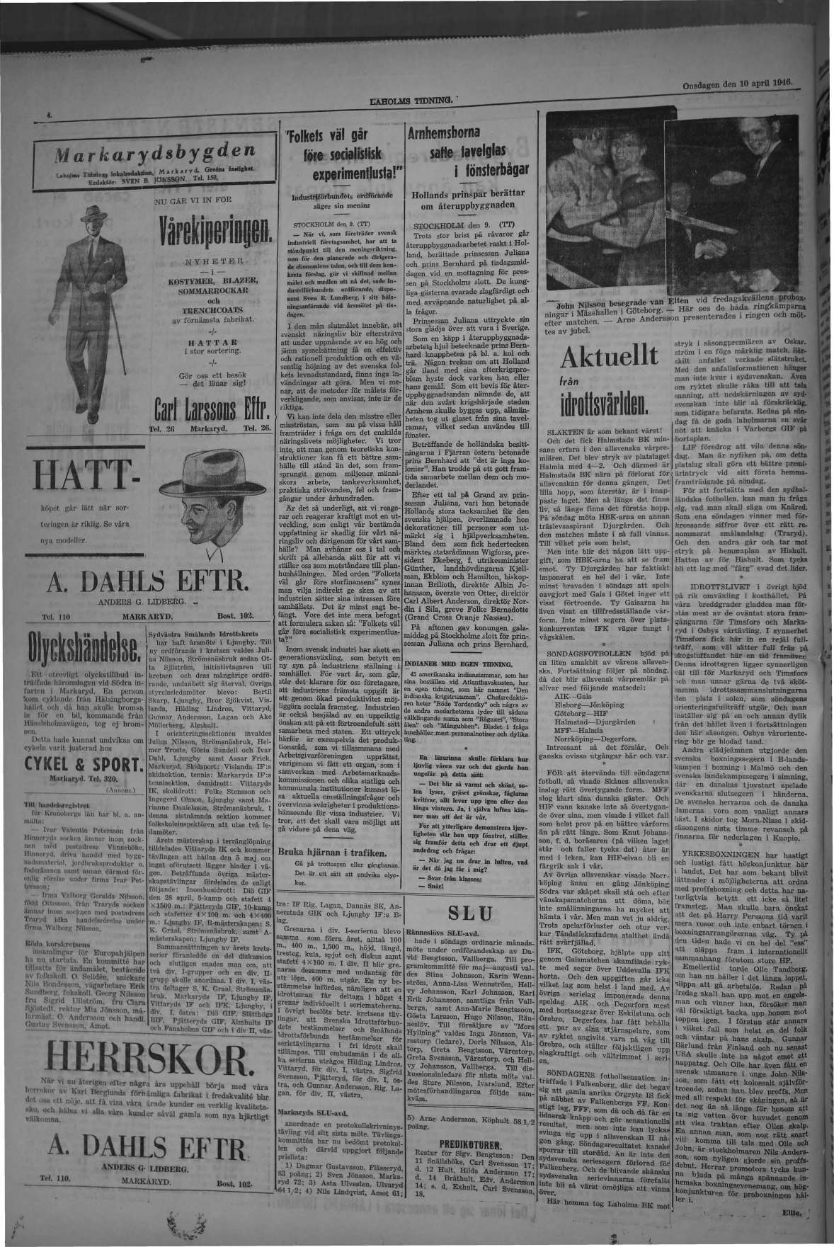 Laholms Tidning Onsdag 10 april 1946, sida 4