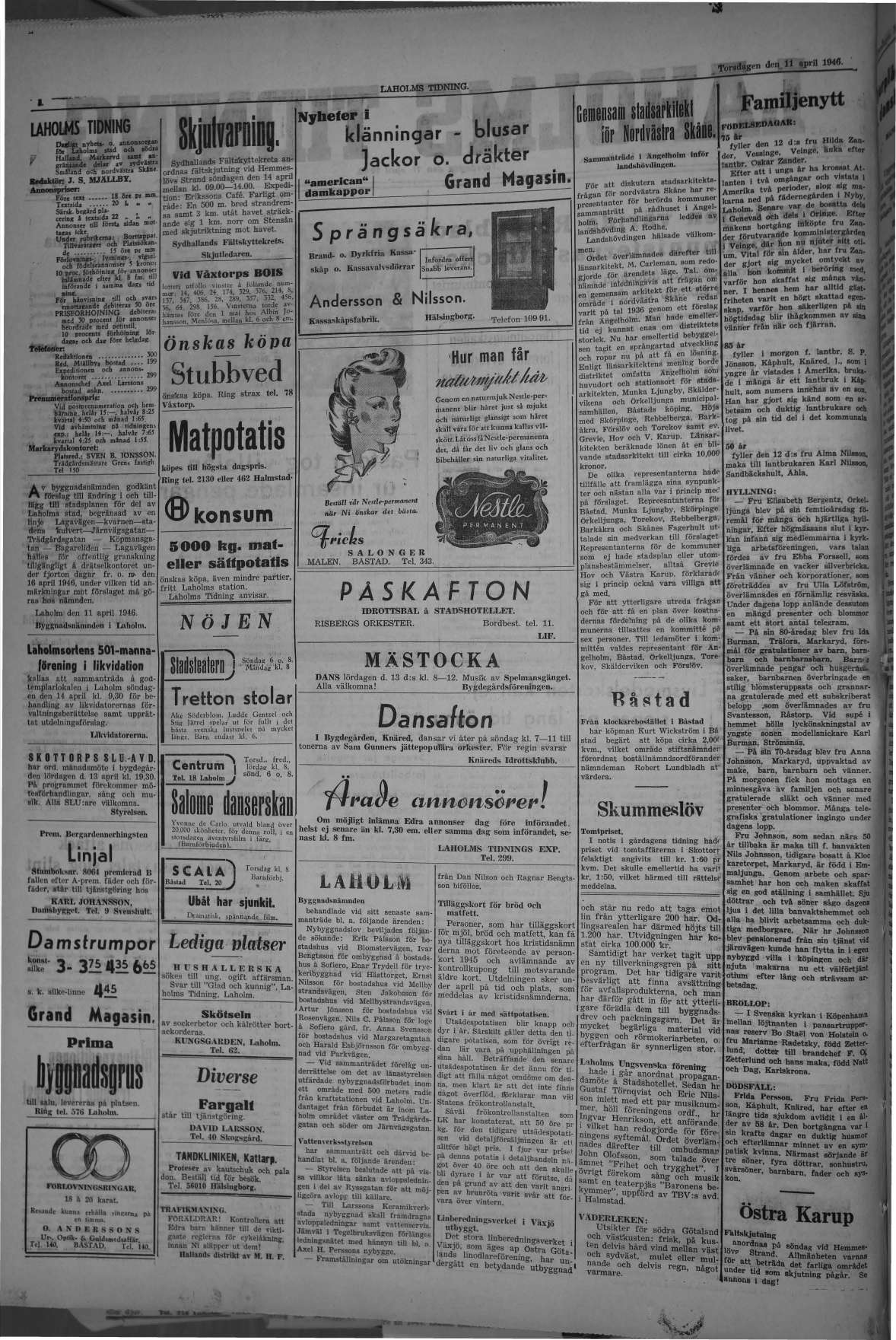 Laholms Tidning Torsdag 11 april 1946, sida 2