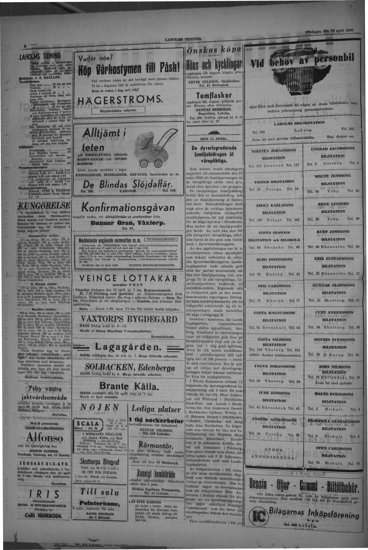 Laholms Tidning Fredag 12 april 1946, sida 2