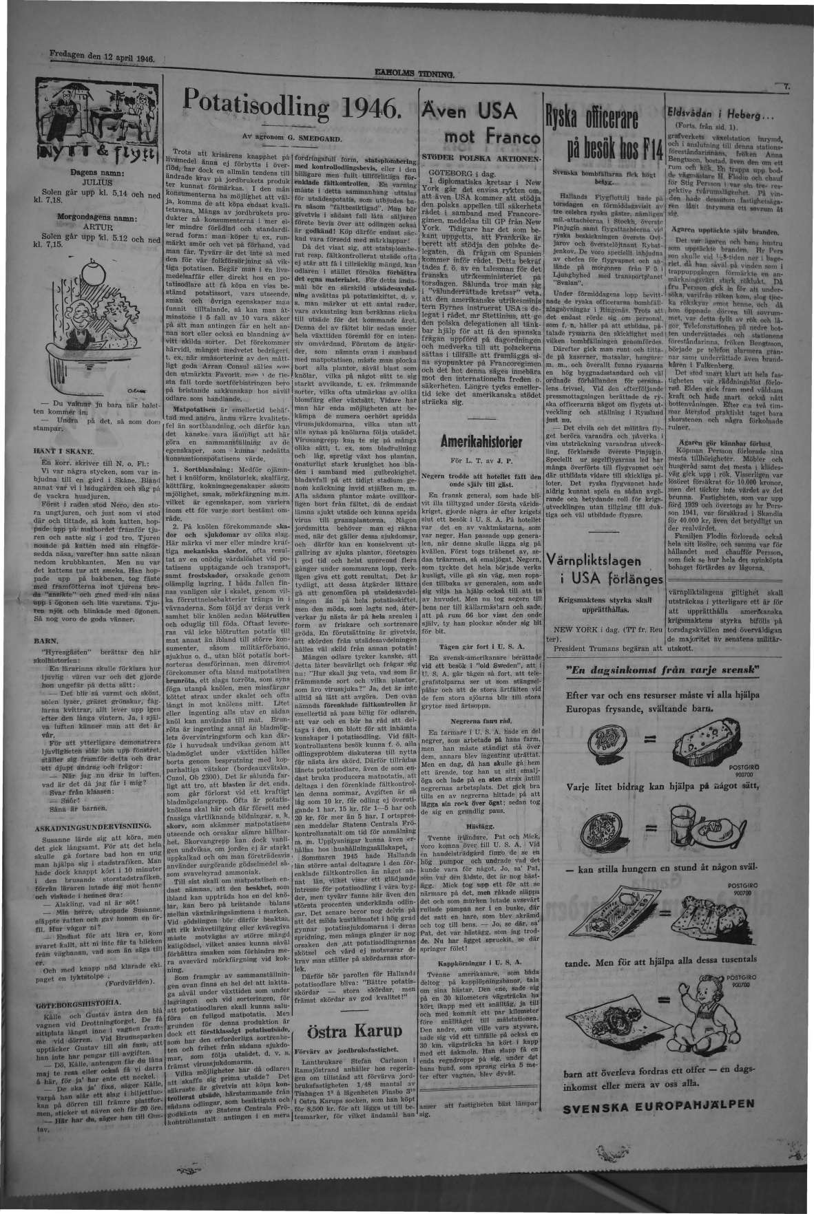 Laholms Tidning Fredag 12 april 1946, sida 7