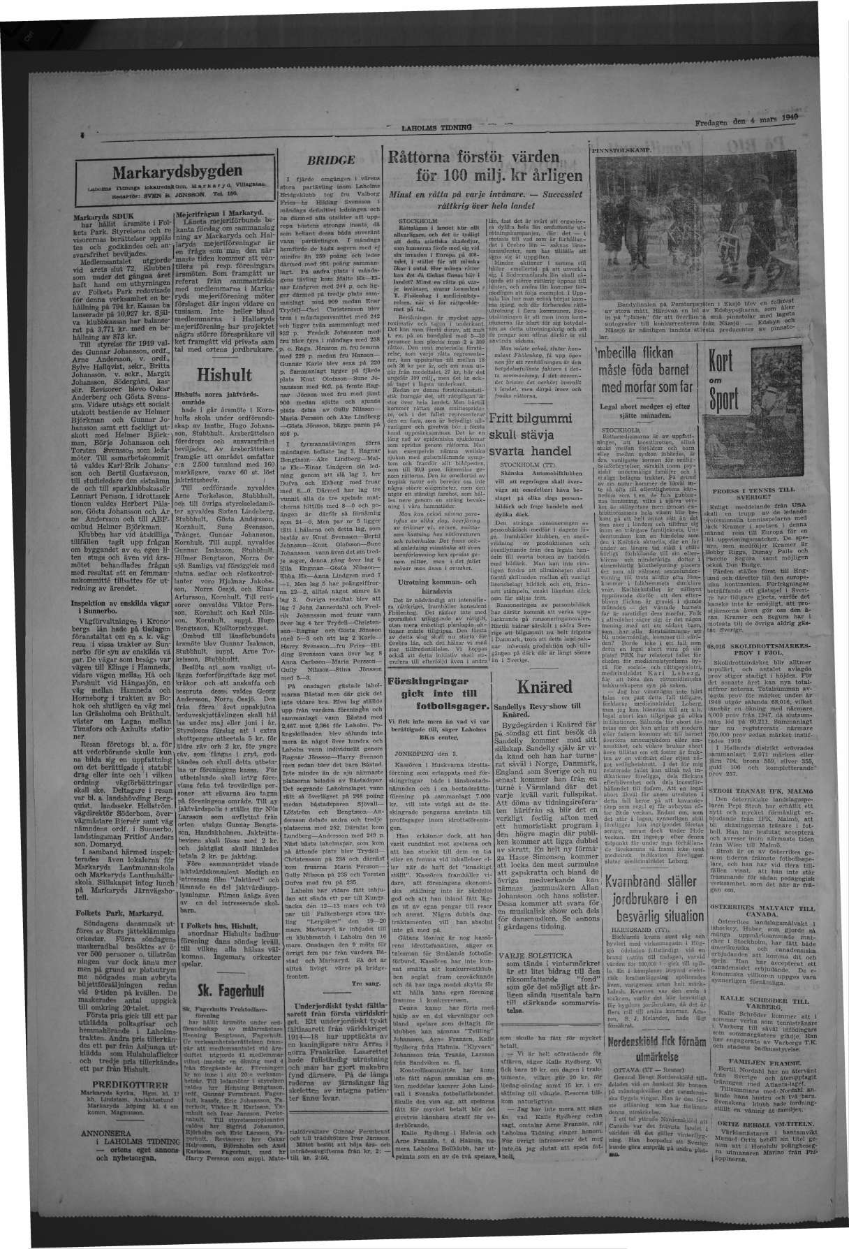 Laholms Tidning Fredag 4 mars 1949, sida 4