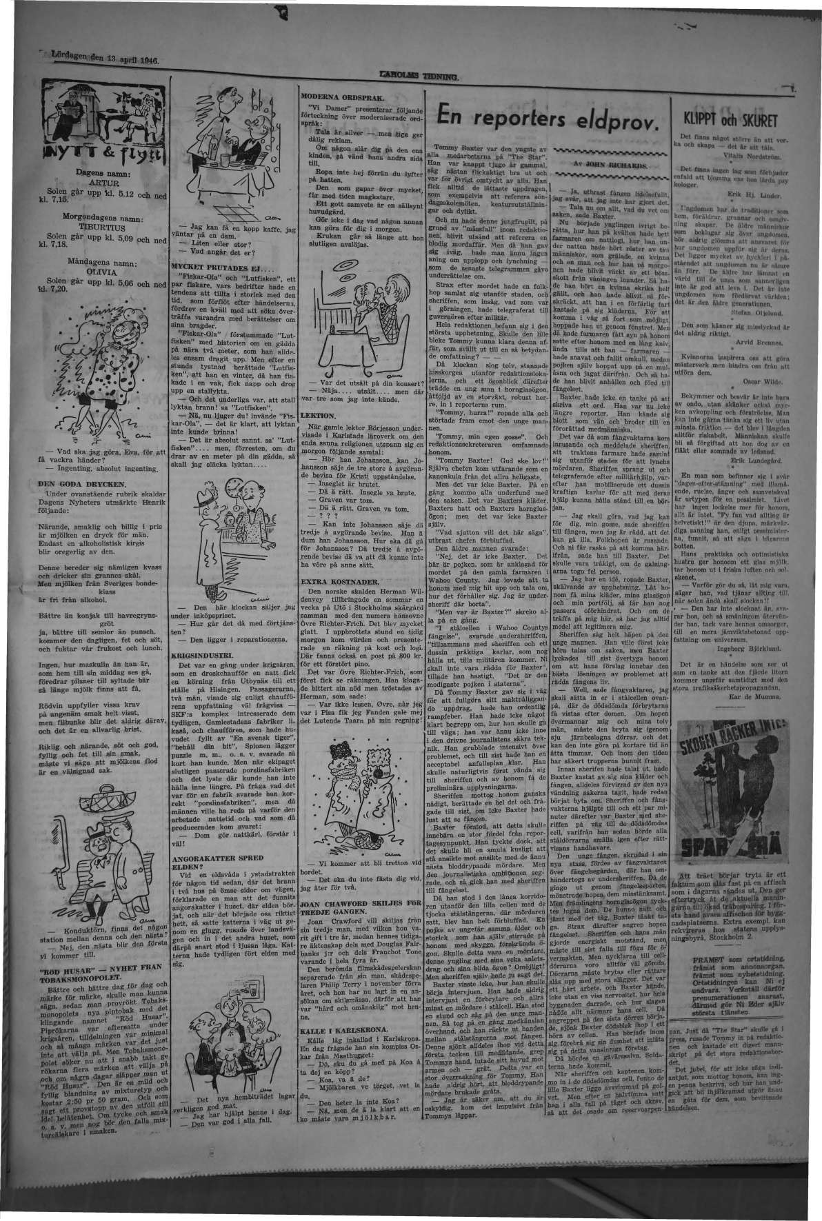 Laholms Tidning Lördag 13 april 1946, sida 7