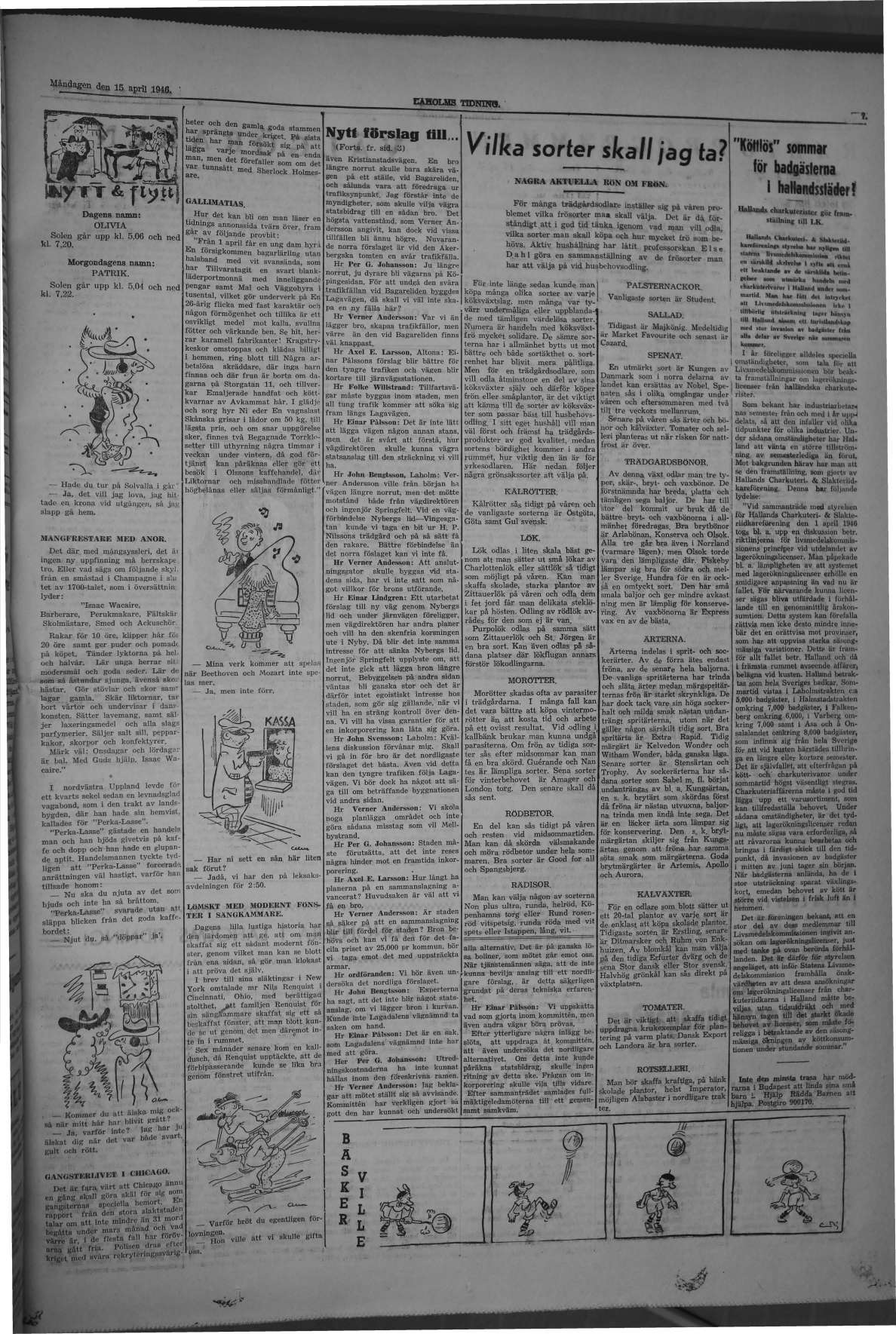 Laholms Tidning Måndag 15 april 1946, sida 7