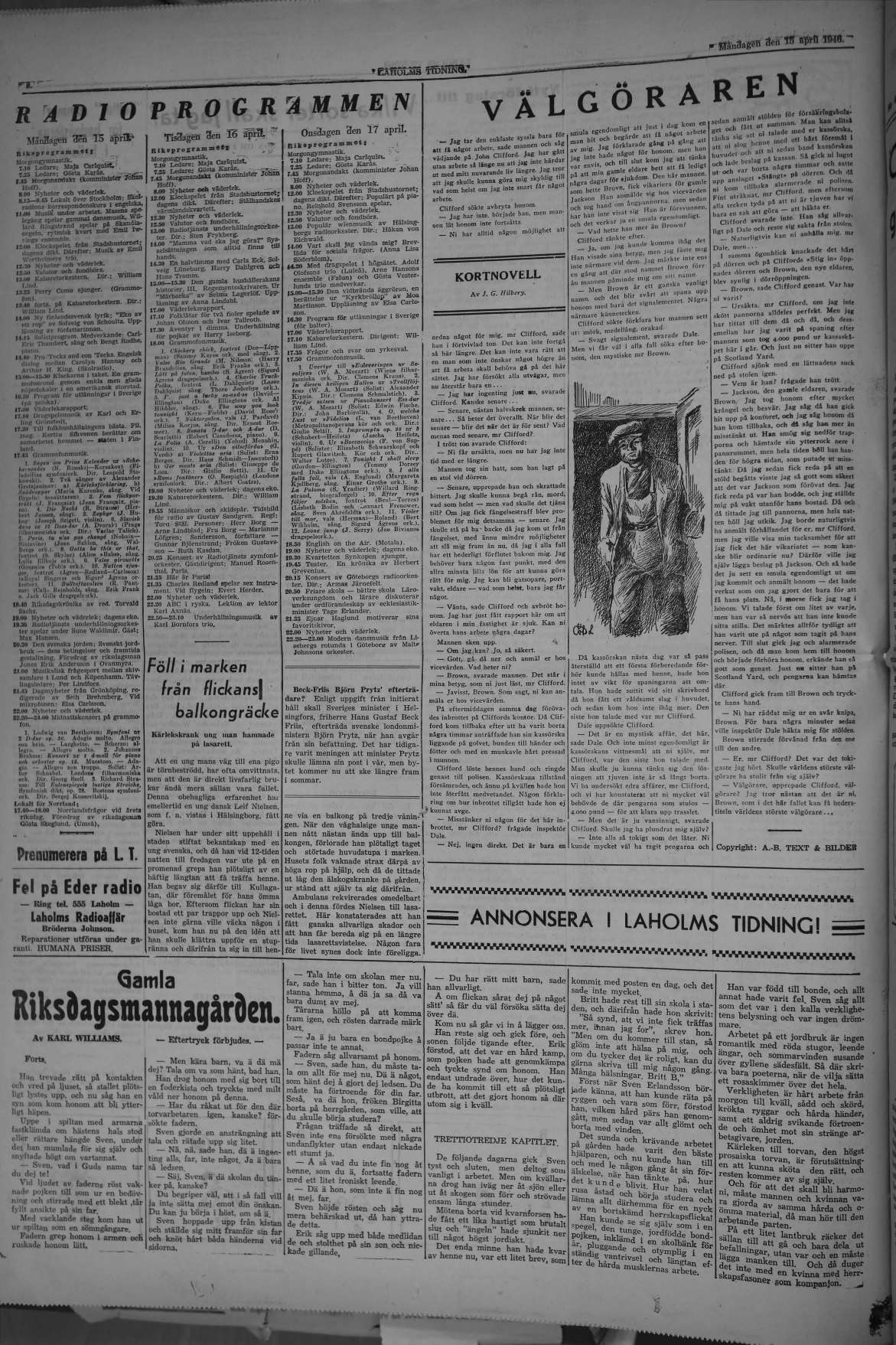 Laholms Tidning Måndag 15 april 1946, sida 8