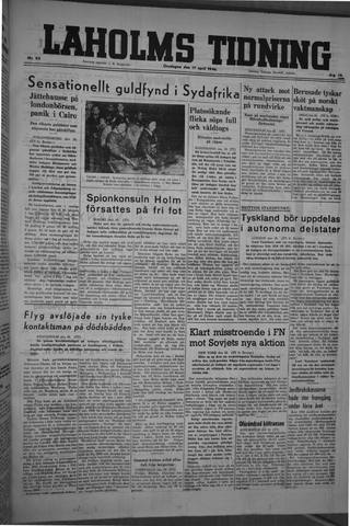 Förstasidan, Onsdag 17 april 1946