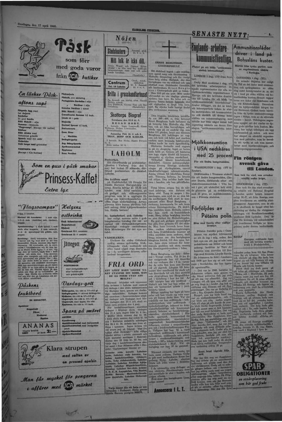 Laholms Tidning Onsdag 17 april 1946, sida 3