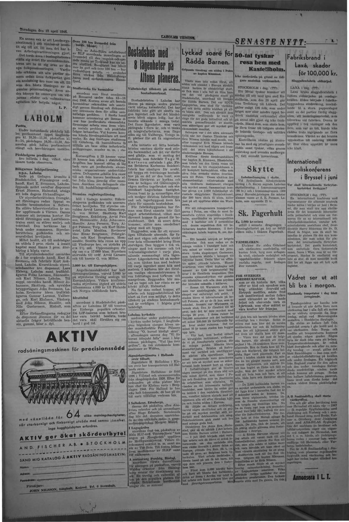 Laholms Tidning Torsdag 18 april 1946, sida 3