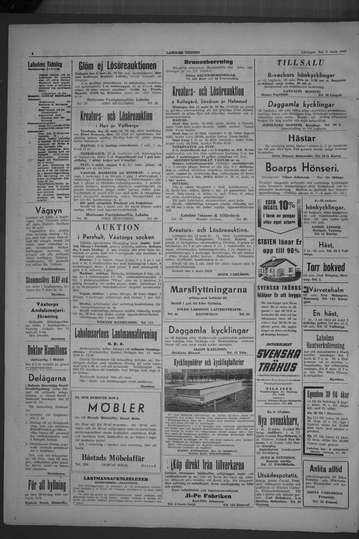 Laholms Tidning Lördag 5 mars 1949, sida 2