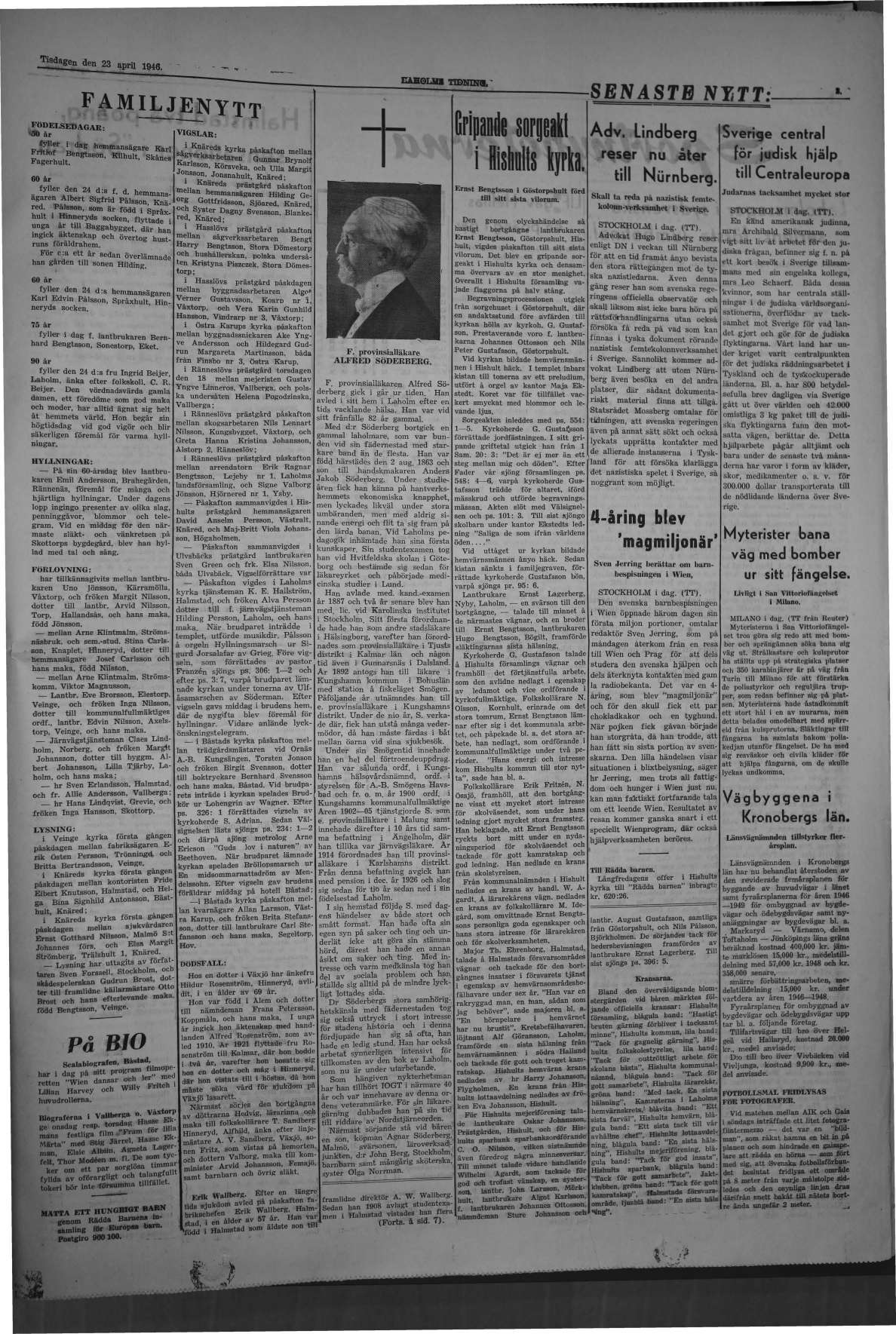 Laholms Tidning Tisdag 23 april 1946, sida 3